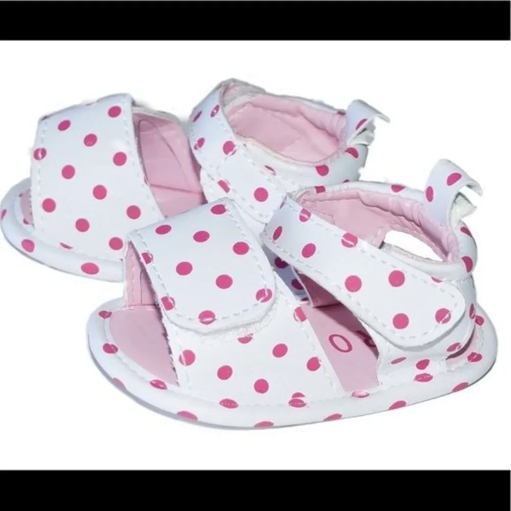 Roxy Baby Girl White and Pink Polka Dot Sandals